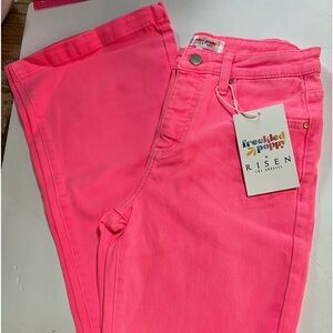 Barbie pink Risen boot cut flairs.